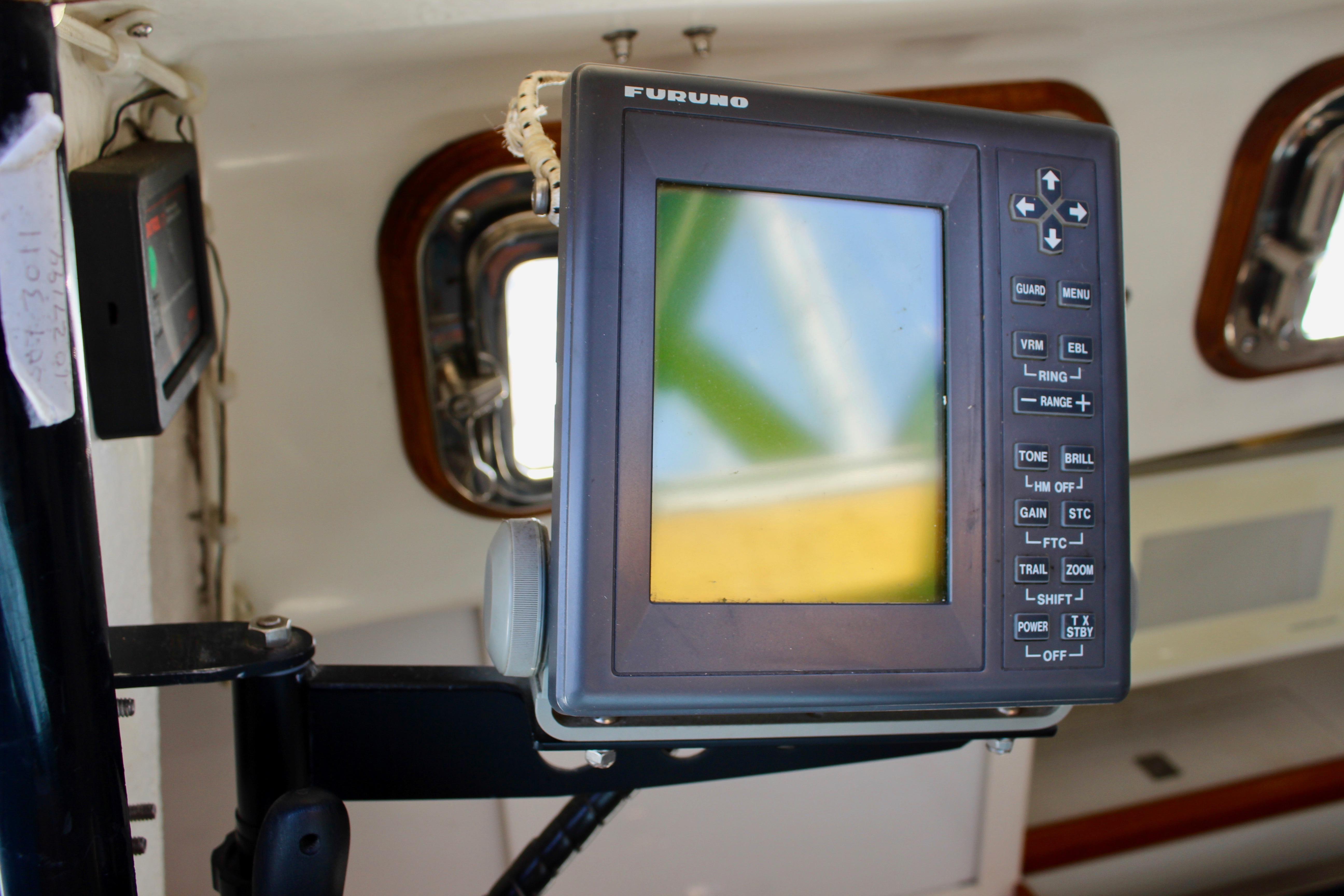 Boat navigation system on a 1993 Freya 39 yacht, featuring a Furuno display.