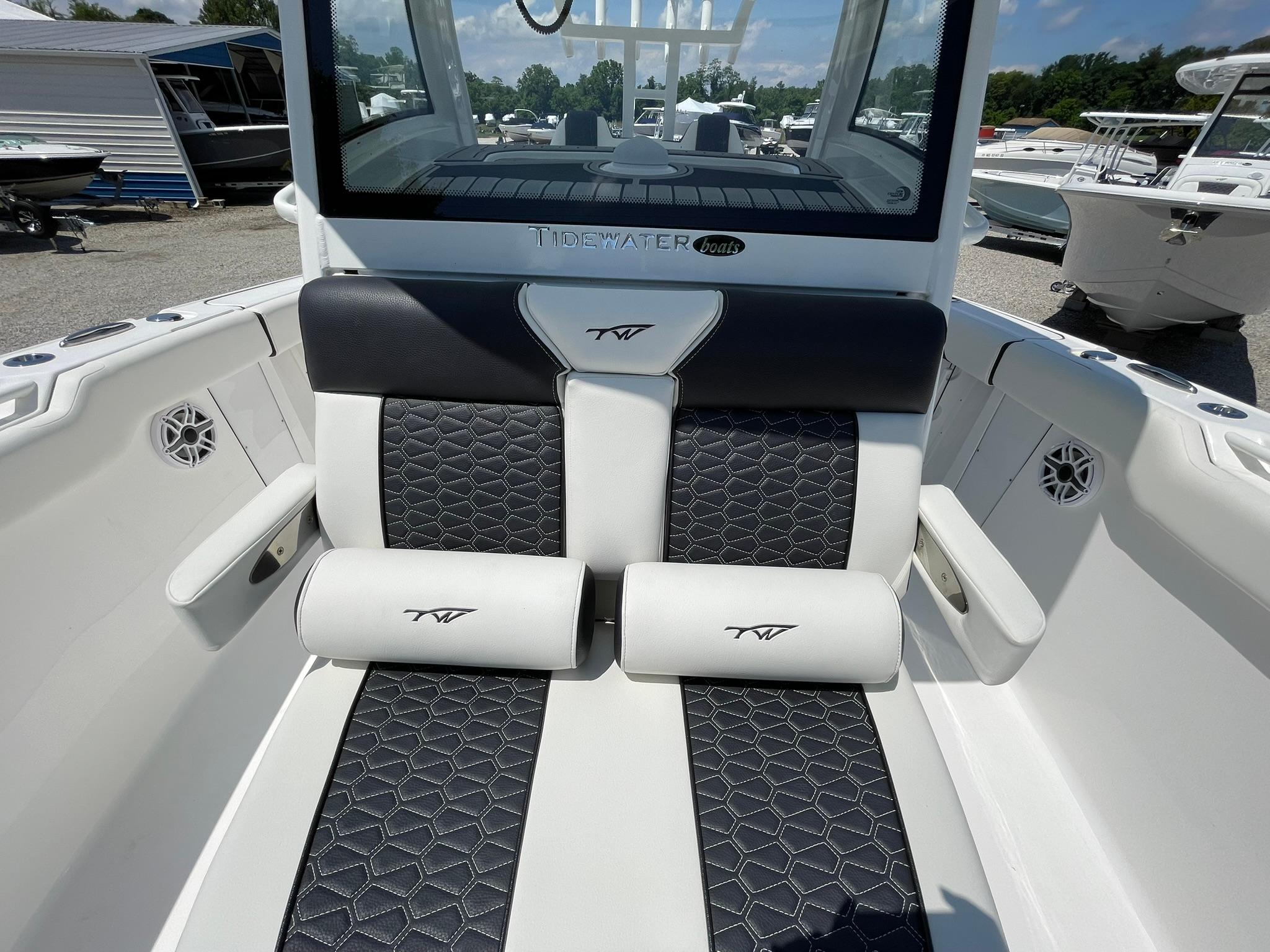 2026 Tidewater 302 CC Adventure boat interior with stylish seating and modern design.