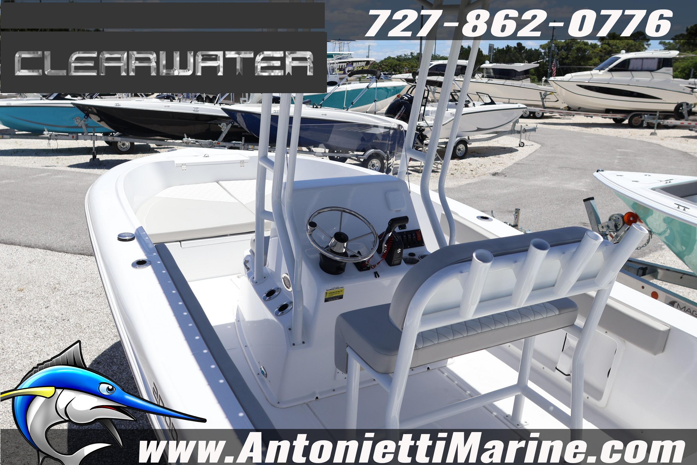 Clearwater 2000 Center Console boat, 2026 model, displayed at Antonietti Marine dealership.