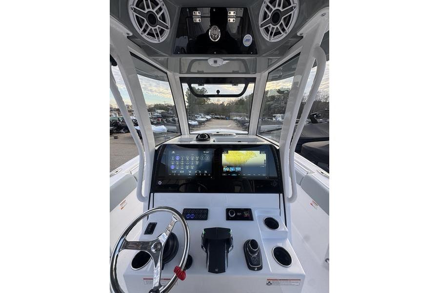 2026 Sportsman Open 282 Center Console boat dashboard with advanced navigation displays.