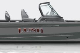 2027 Lund 1875 Impact XS Sport boat, sleek gray design with windshield and seating.