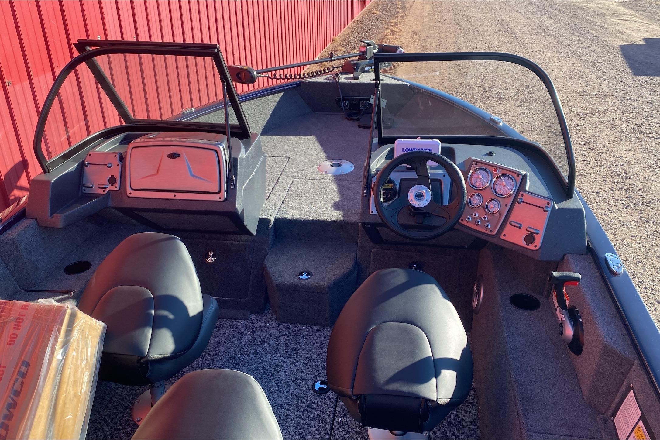 2026 Tracker Pro Guide V-175 WT boat interior with dual seats and control panel.