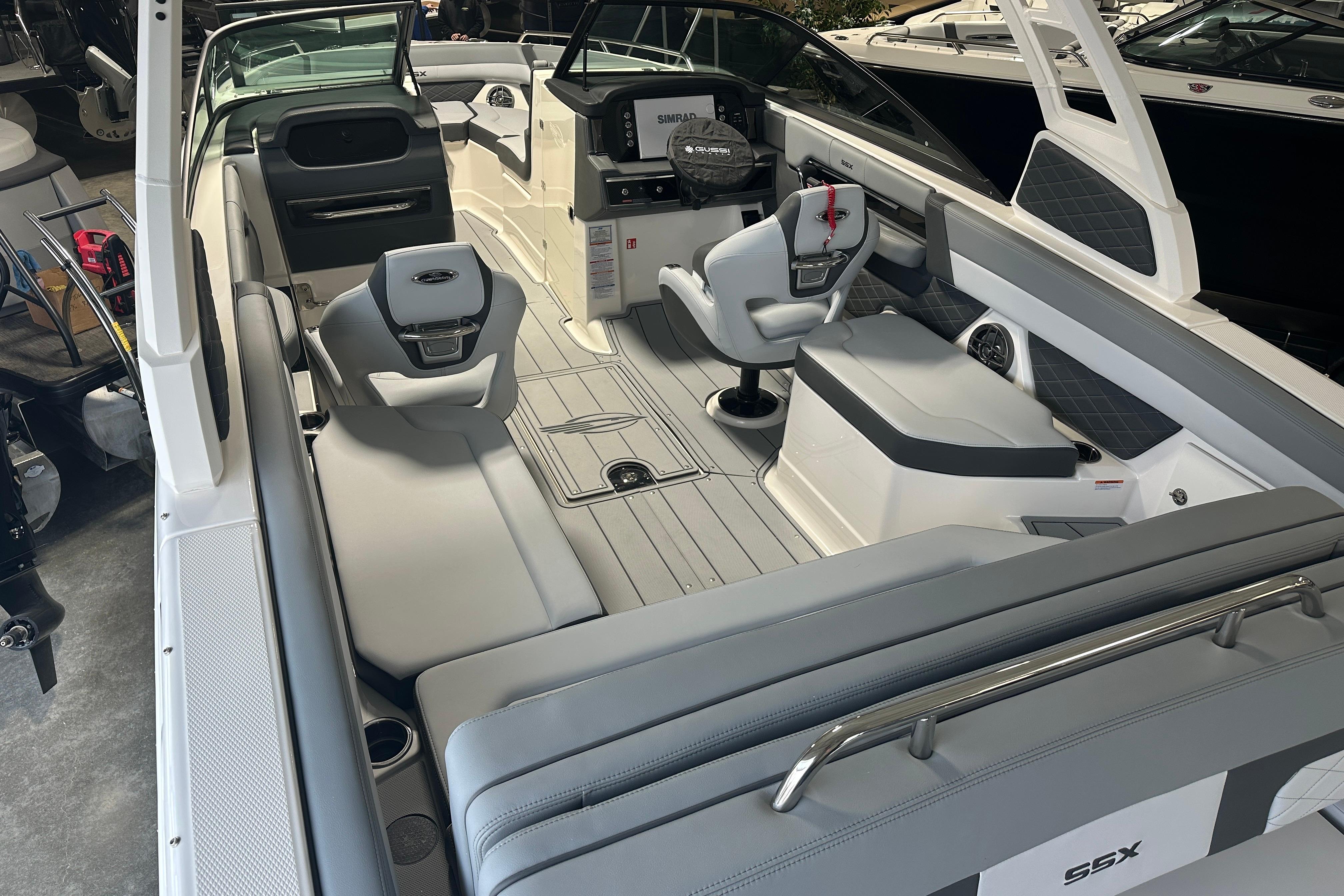 Interior of 2026 Chaparral SSX 6 boat, luxurious design.