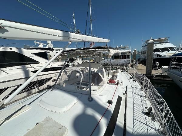 Concordia 52 sailboat docked at marina, 1989 model, clear blue sky.