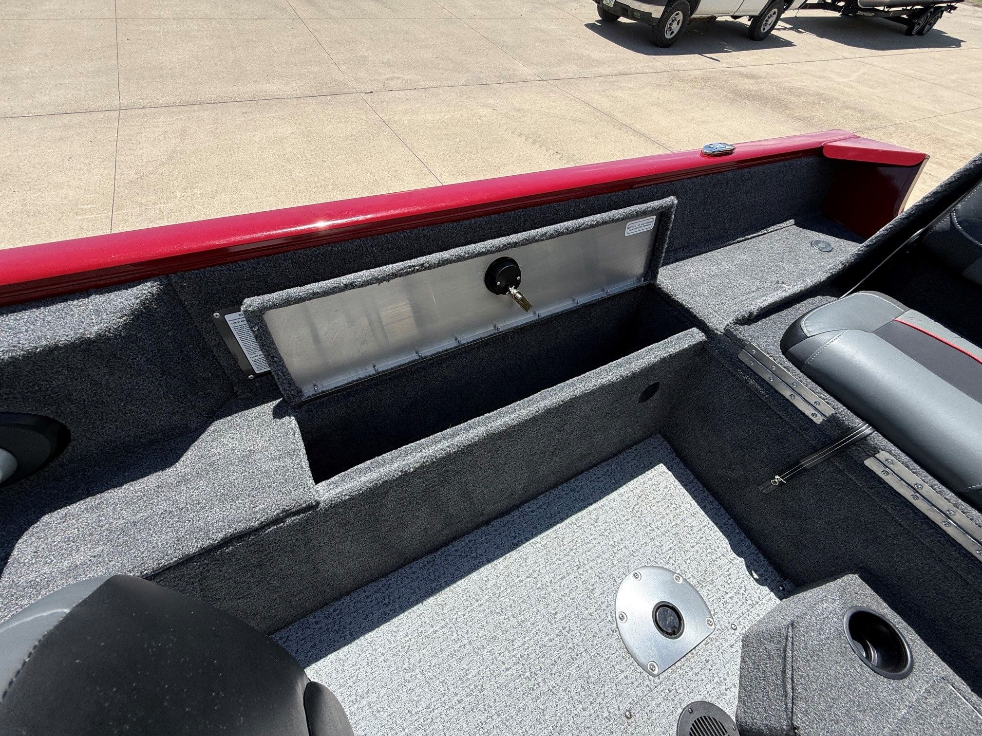 Interior of Tracker Pro Guide V175 boat, 2024 model.
