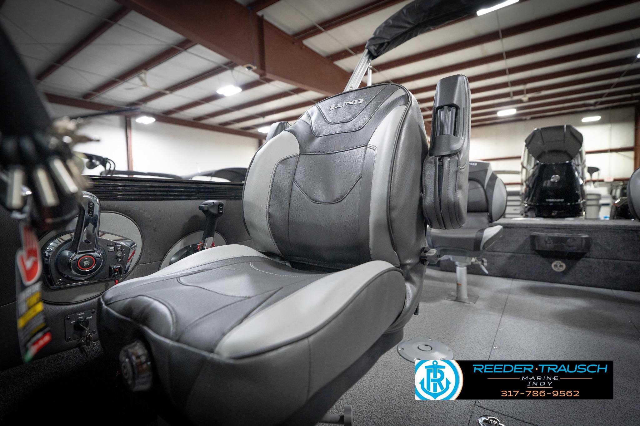 2026 Lund 2275 Baron boat interior with premium seating and control panel.
