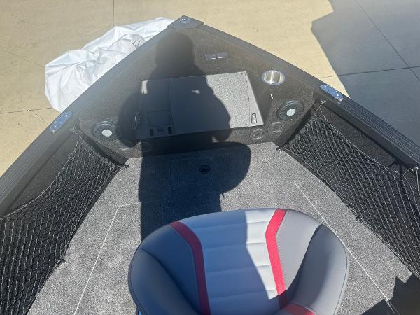 2025 Alumacraft Trophy 185X SC Rotax S boat interior with seating and storage compartments.