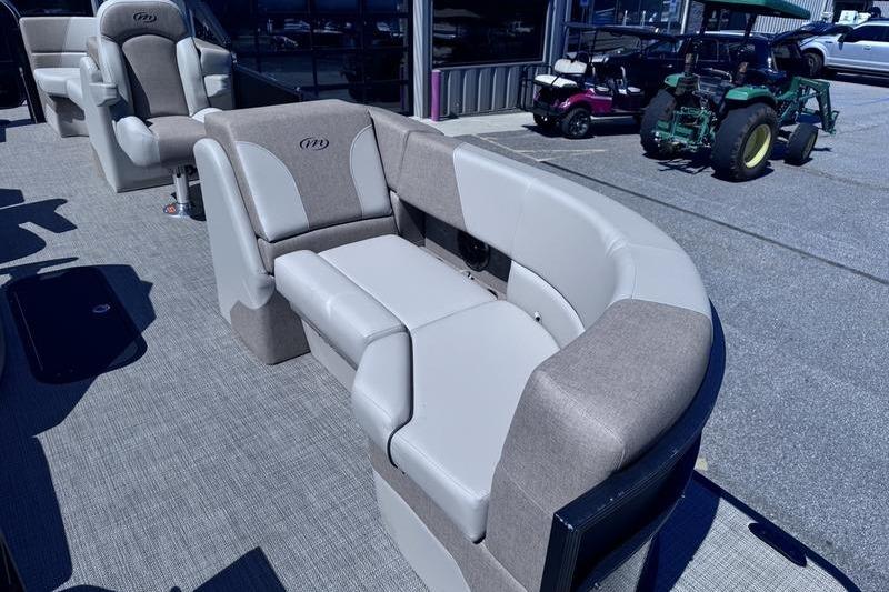 2027 Manitou Aurora 23 RF SHP pontoon boat with luxurious seating and modern design.