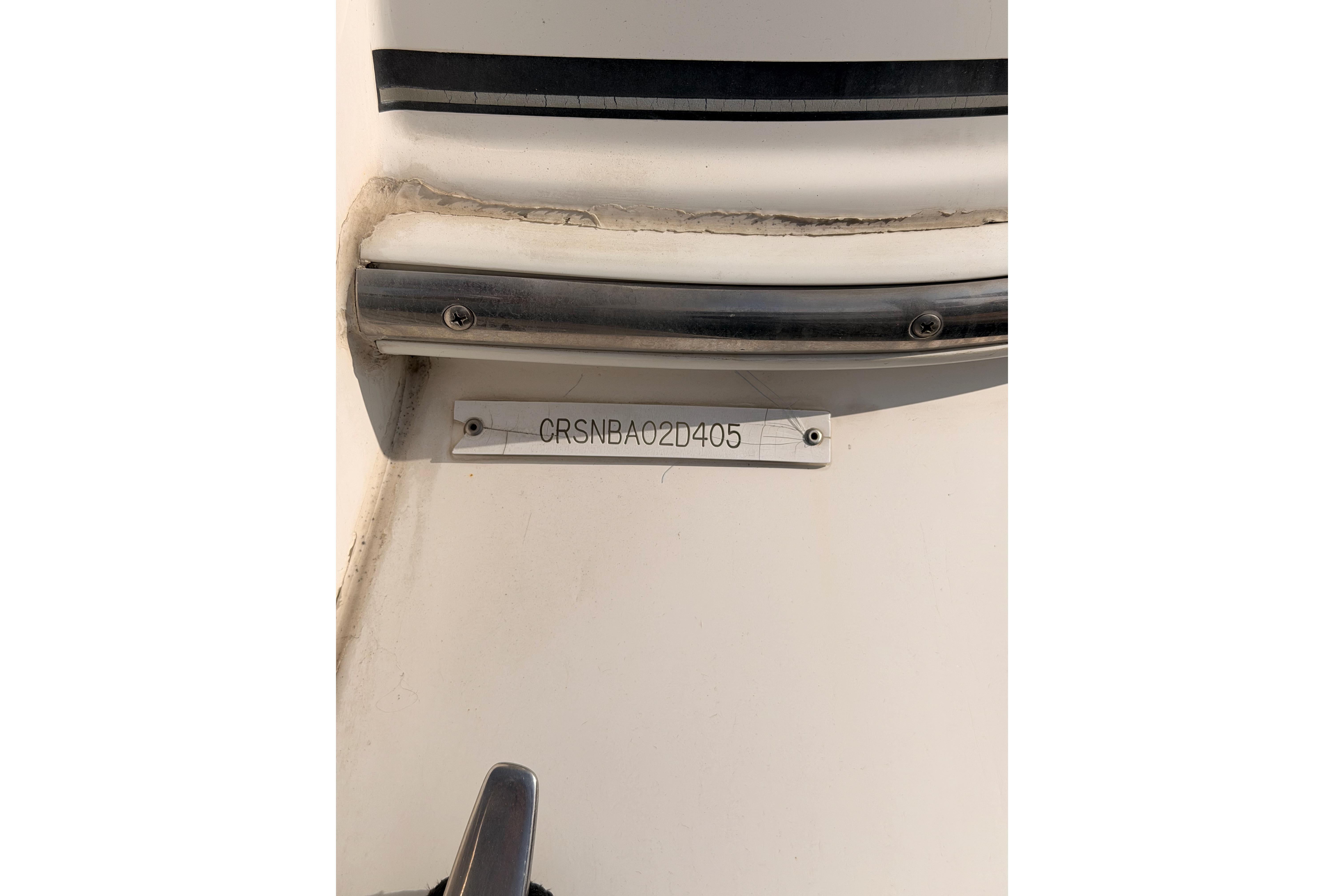 2005 Cruisers Yachts 405 Express Motoryacht hull identification number plate.