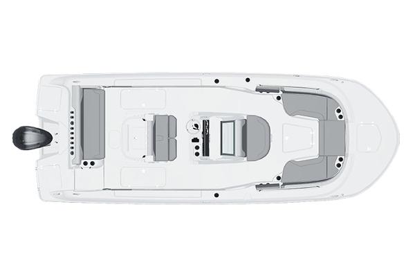 Manufacturer Provided Image: 2026 Hurricane Center Console 24 OB boat, top view, white and gray seating layout.