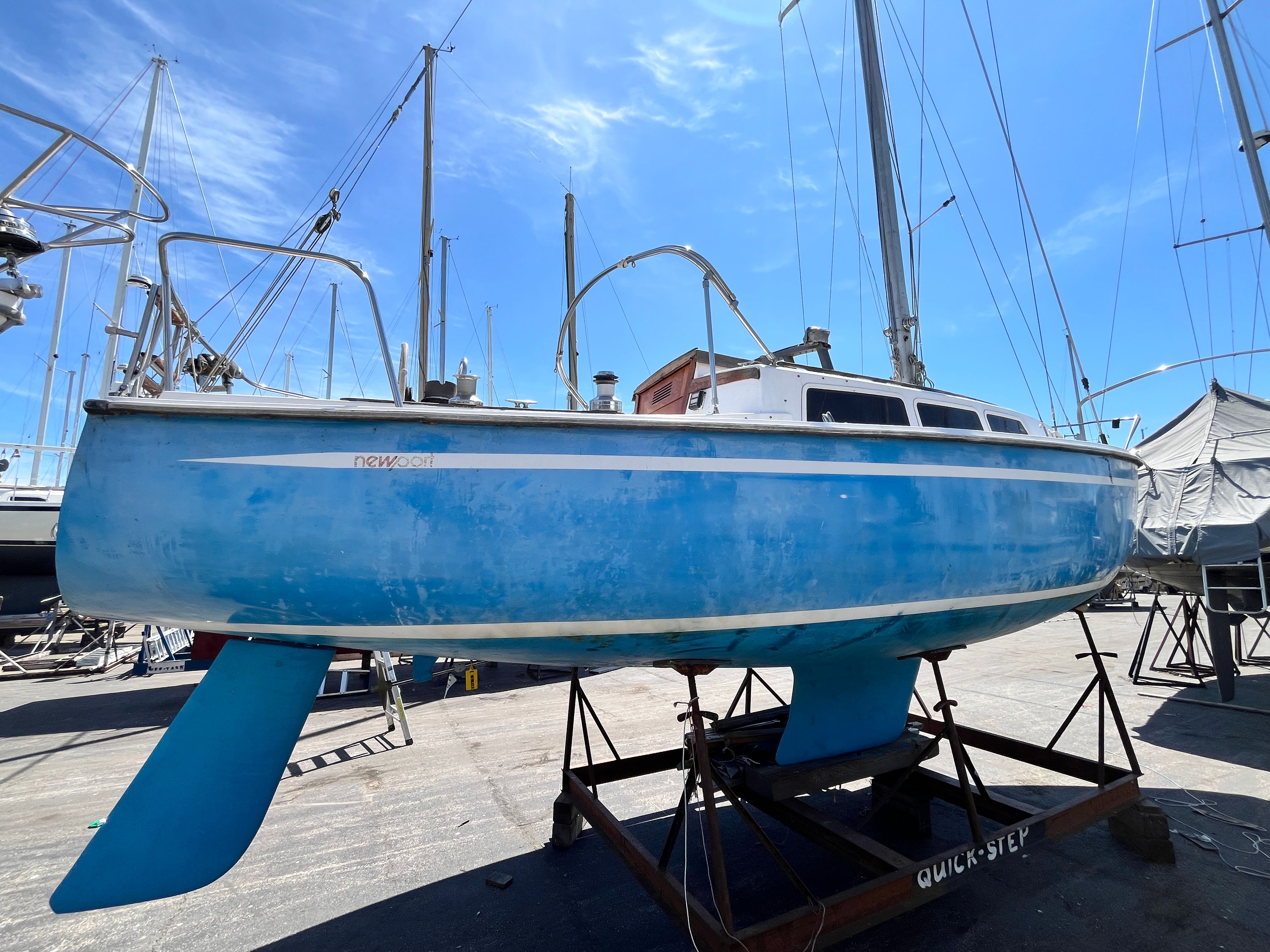 1974 Capital Newport 30 MKII sailboat on a dry dock.