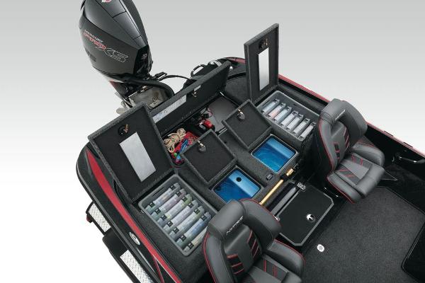 Nitro Z20 2022 model boat interior with organized storage compartments and seating.