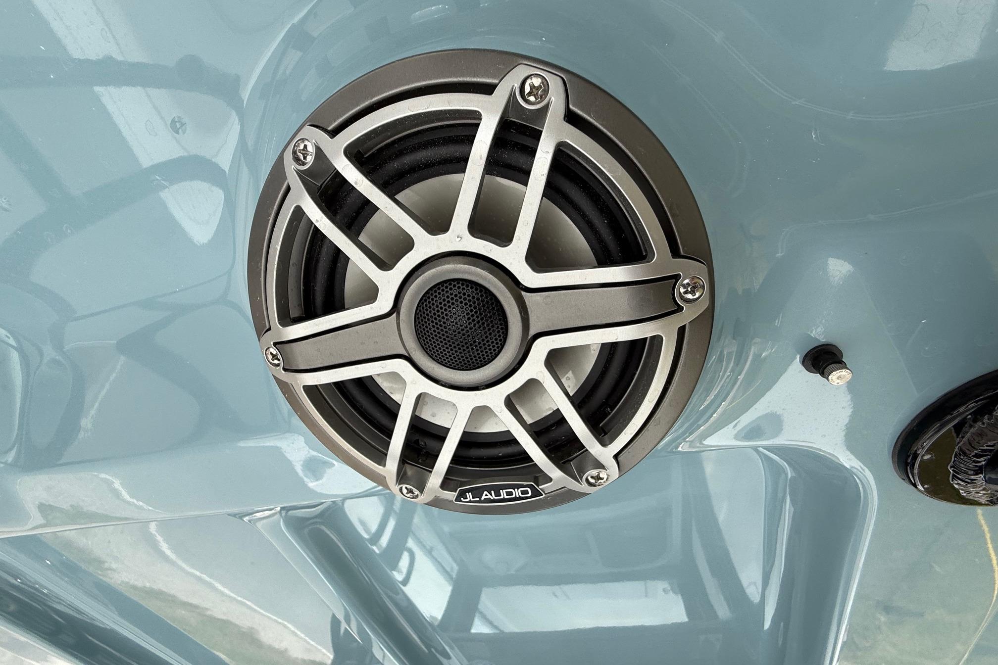 JL Audio speaker on 2026 Sea Hunt Gamefish 30 Coffin Box boat.