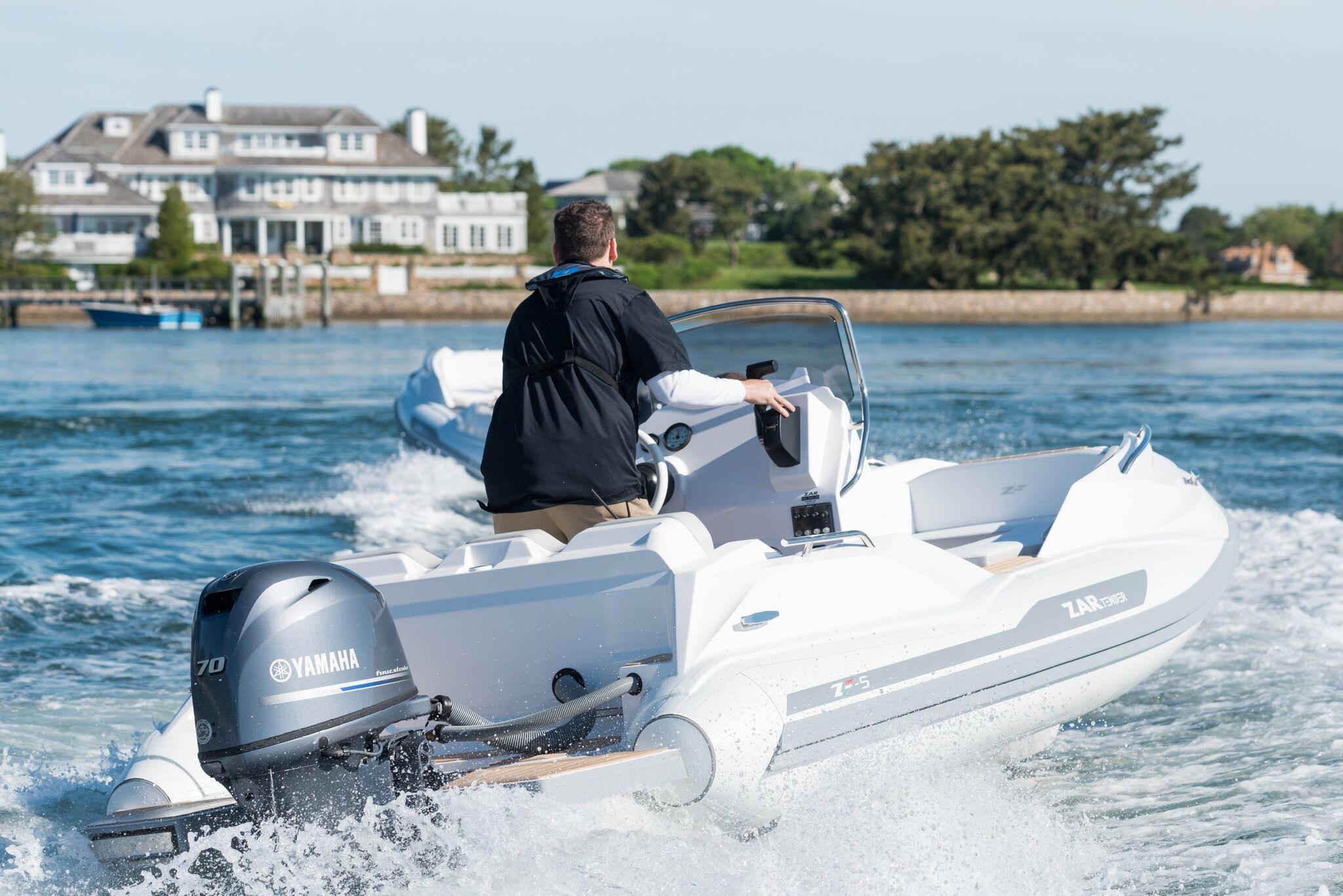 2024 Zar Formenti 49 SL boat cruising on water with Yamaha engine.