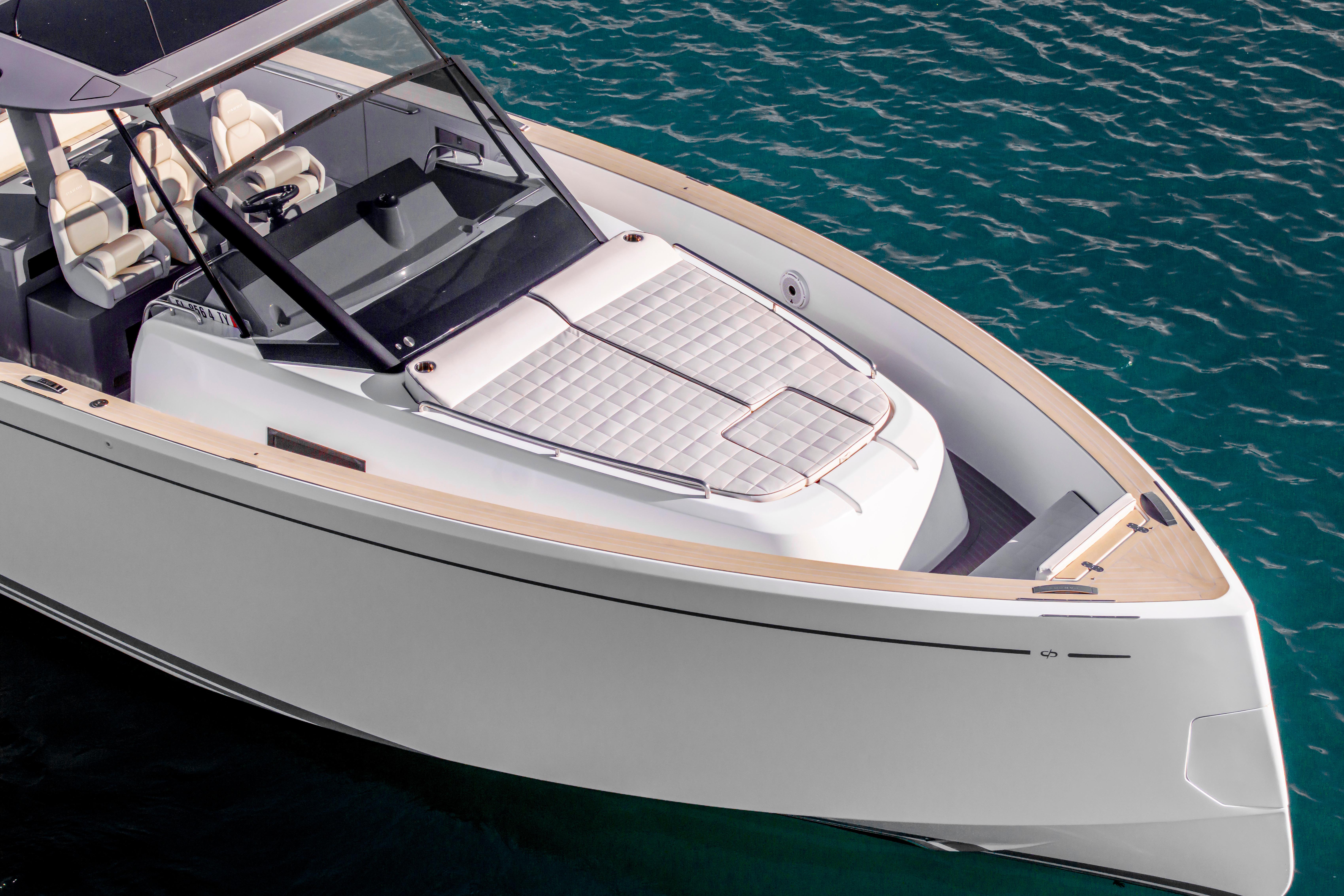 2024 Pardo Yachts P43 luxury yacht with sleek design on blue water.