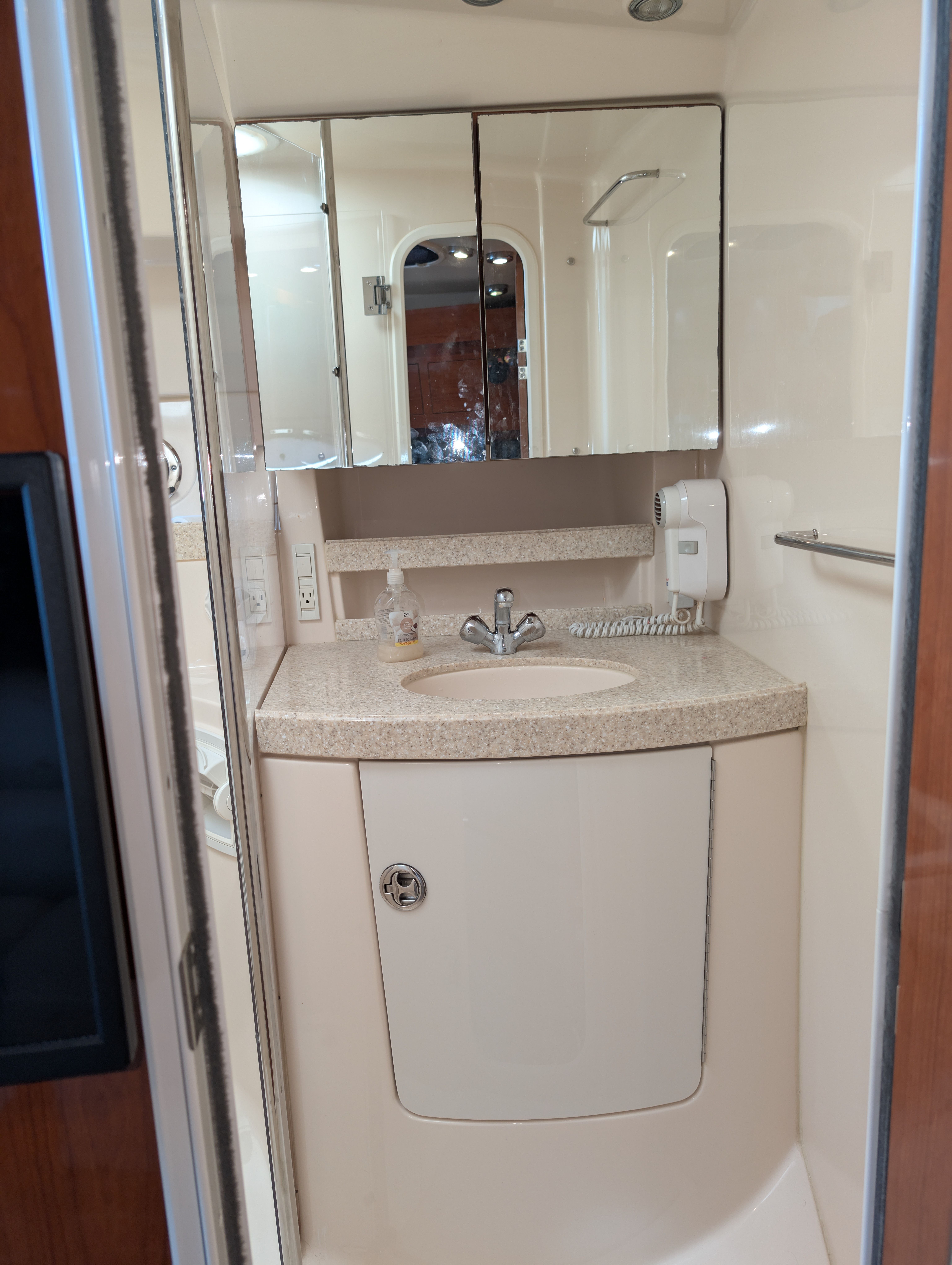 Bathroom in 2005 Regal Commodore 3560 boat.