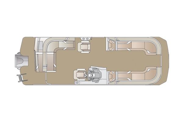 Manufacturer Provided Image: Top view layout of 2021 Crest Caribbean LX 250 SLS pontoon boat.