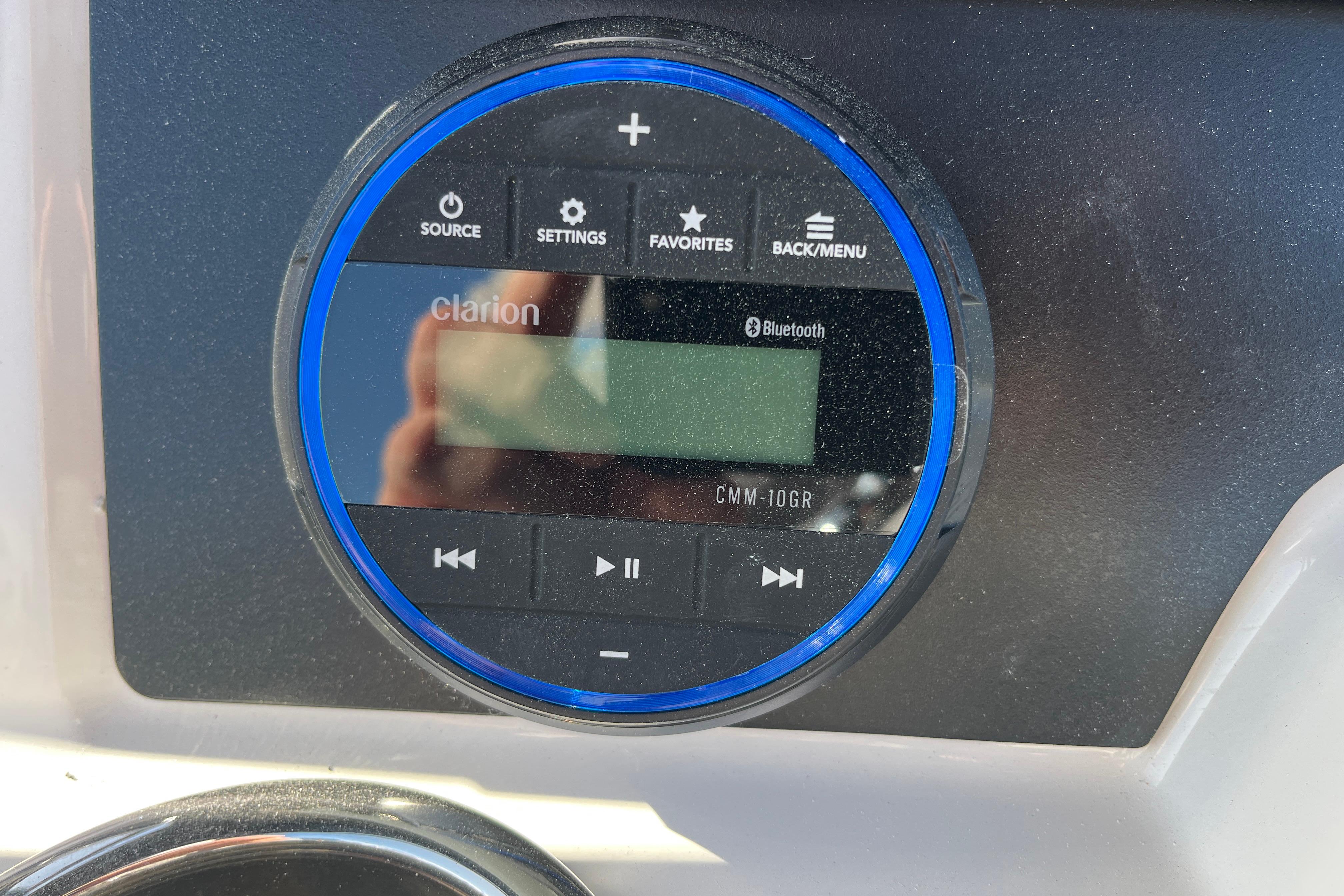 Clarion audio system in 2026 Robalo R200 Center Console boat.