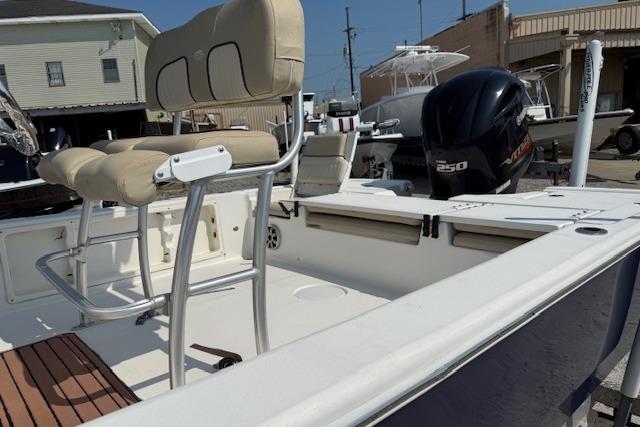 2016 Sea Fox 240 Viper boat interior with seating and Yamaha 250 engine.