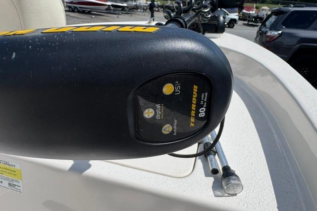 Minn Kota Terrova motor on 2023 Carolina Skiff 192 JLS boat deck.