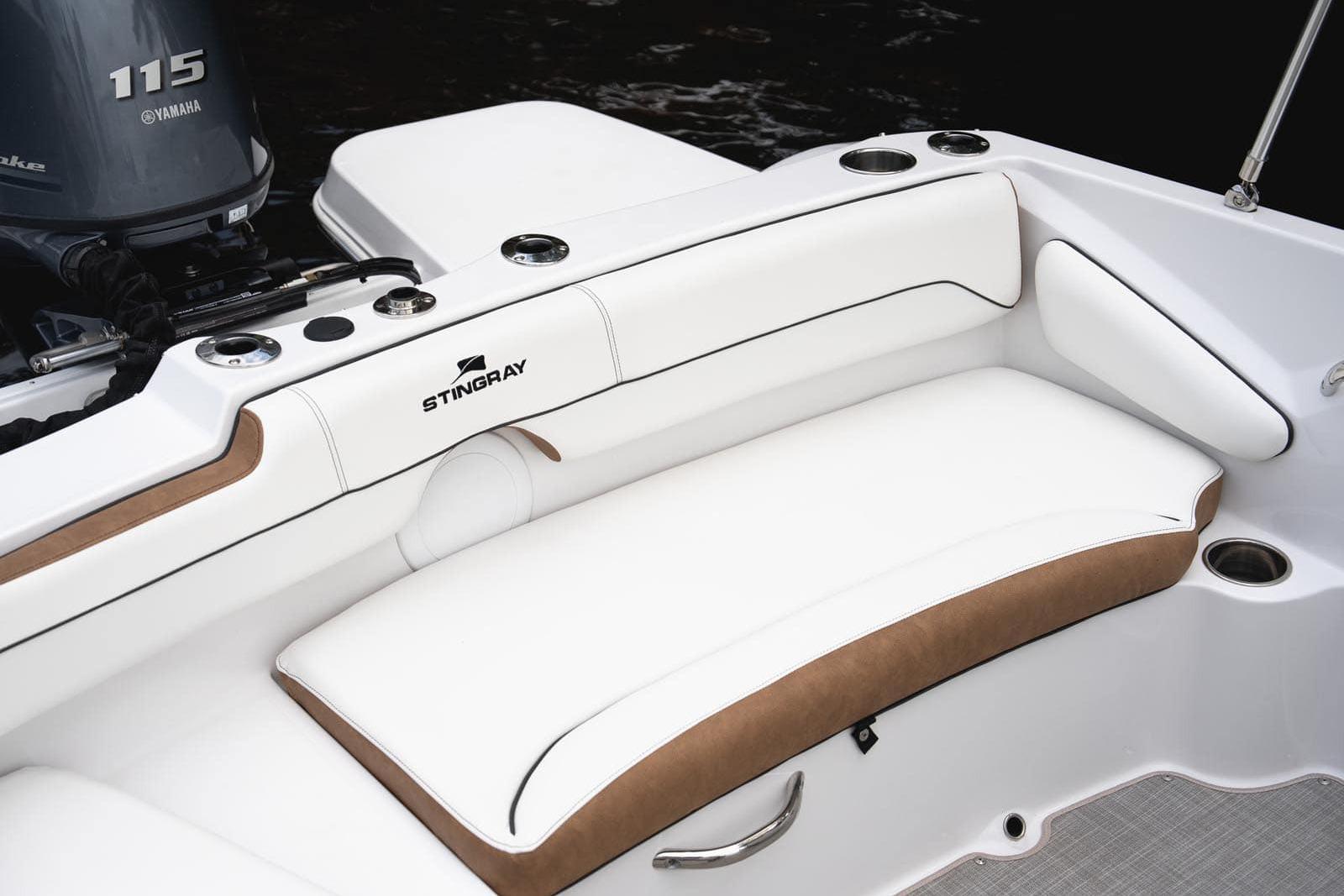 Manufacturer Provided Image: 2026 Stingray 191 DC boat interior with white seating and Yamaha 115 engine.