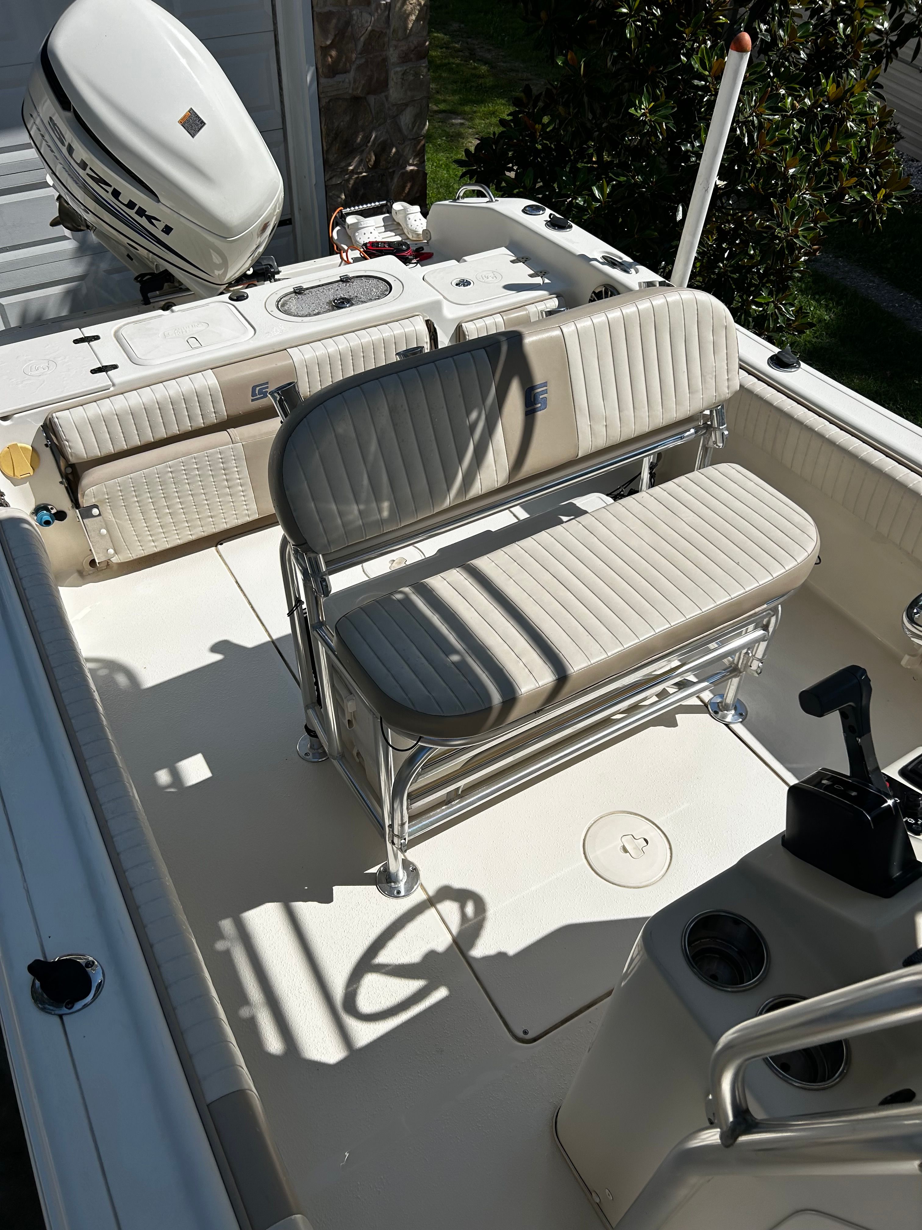 Interior of a 2014 Carolina Skiff 23 Ultra Elite boat.
