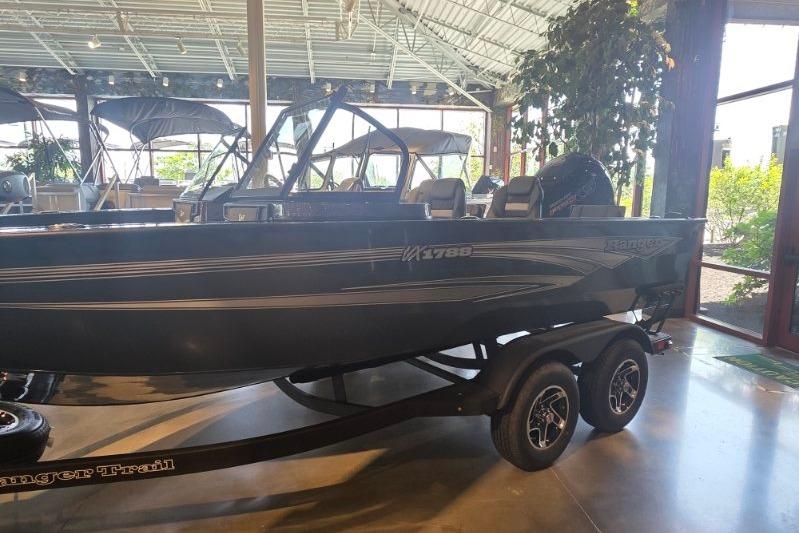 2026 Ranger VX1788 WT boat displayed indoors on a trailer.