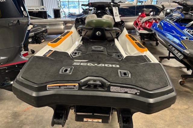 2020 Sea-Doo FISH PRO jet ski in showroom, rear view.