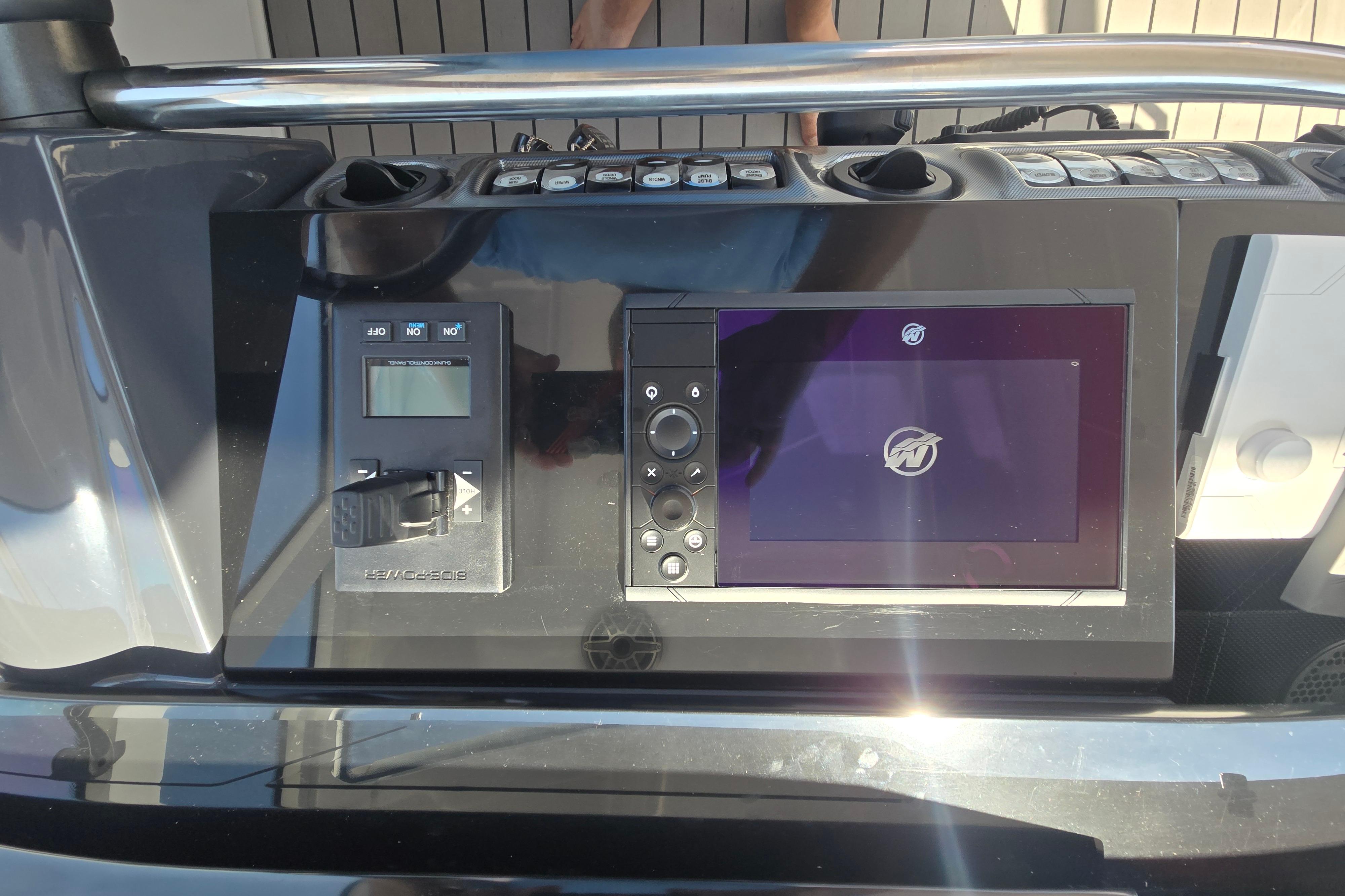 Control panel of 2025 Formula 380 Super Sport Crossover OB boat.