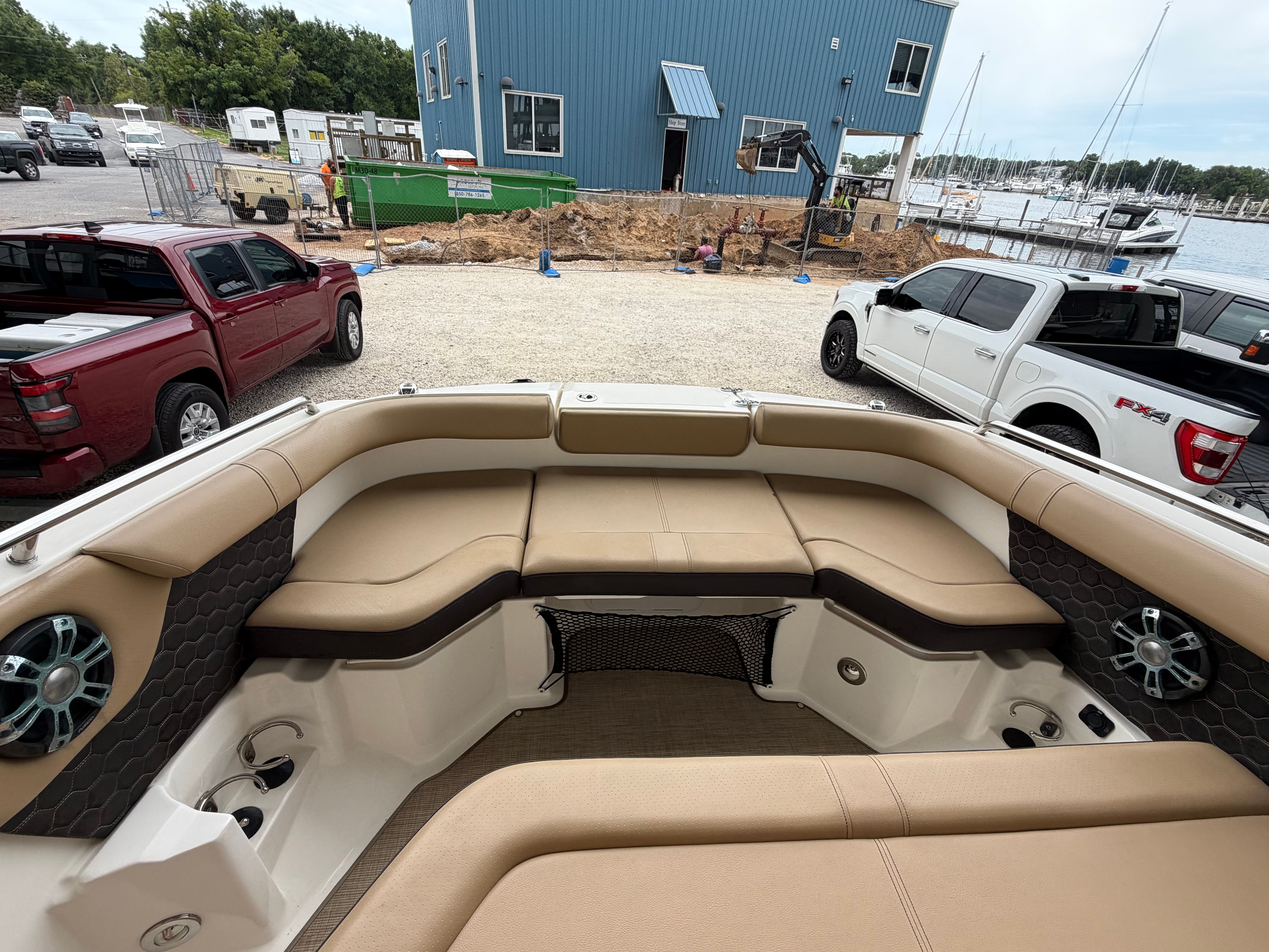 Interior view of a 2020 Sea Ray SDX 250 Outboard boat.