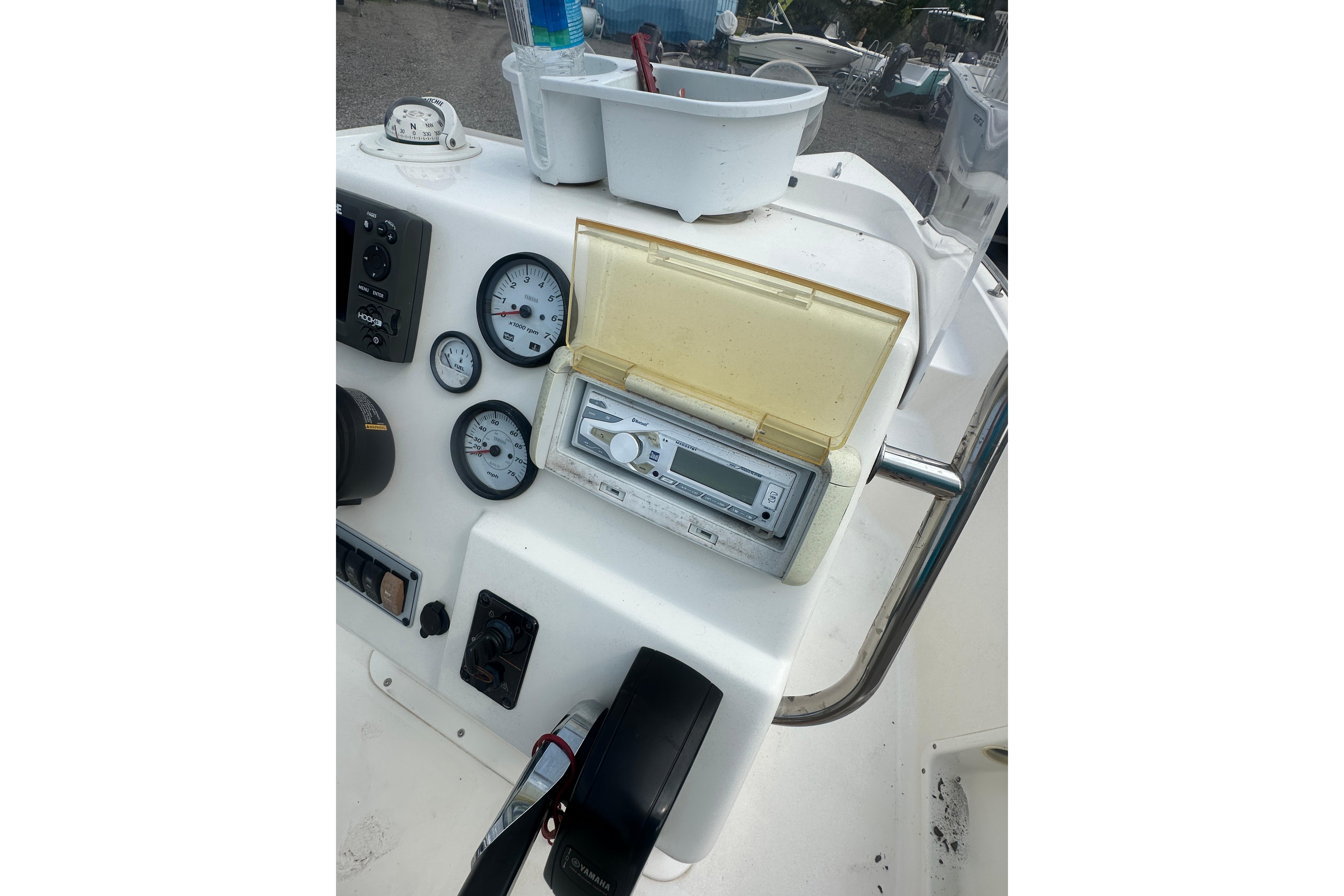 2018 Key West 1720 Center Console dashboard with gauges and controls.