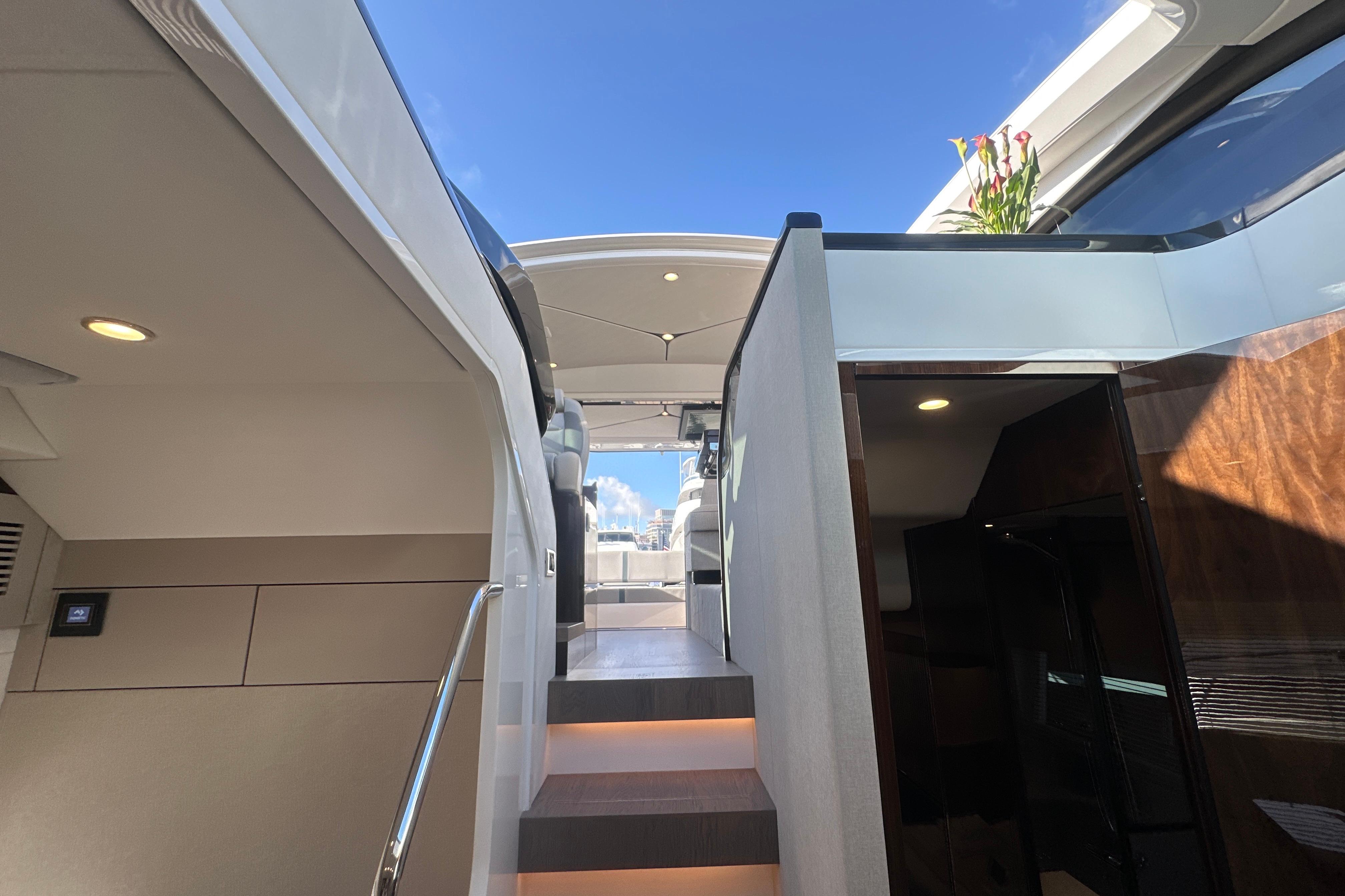 Interior view of 2026 Fairline Targa 47 GT yacht, featuring modern design and elegant finishes.