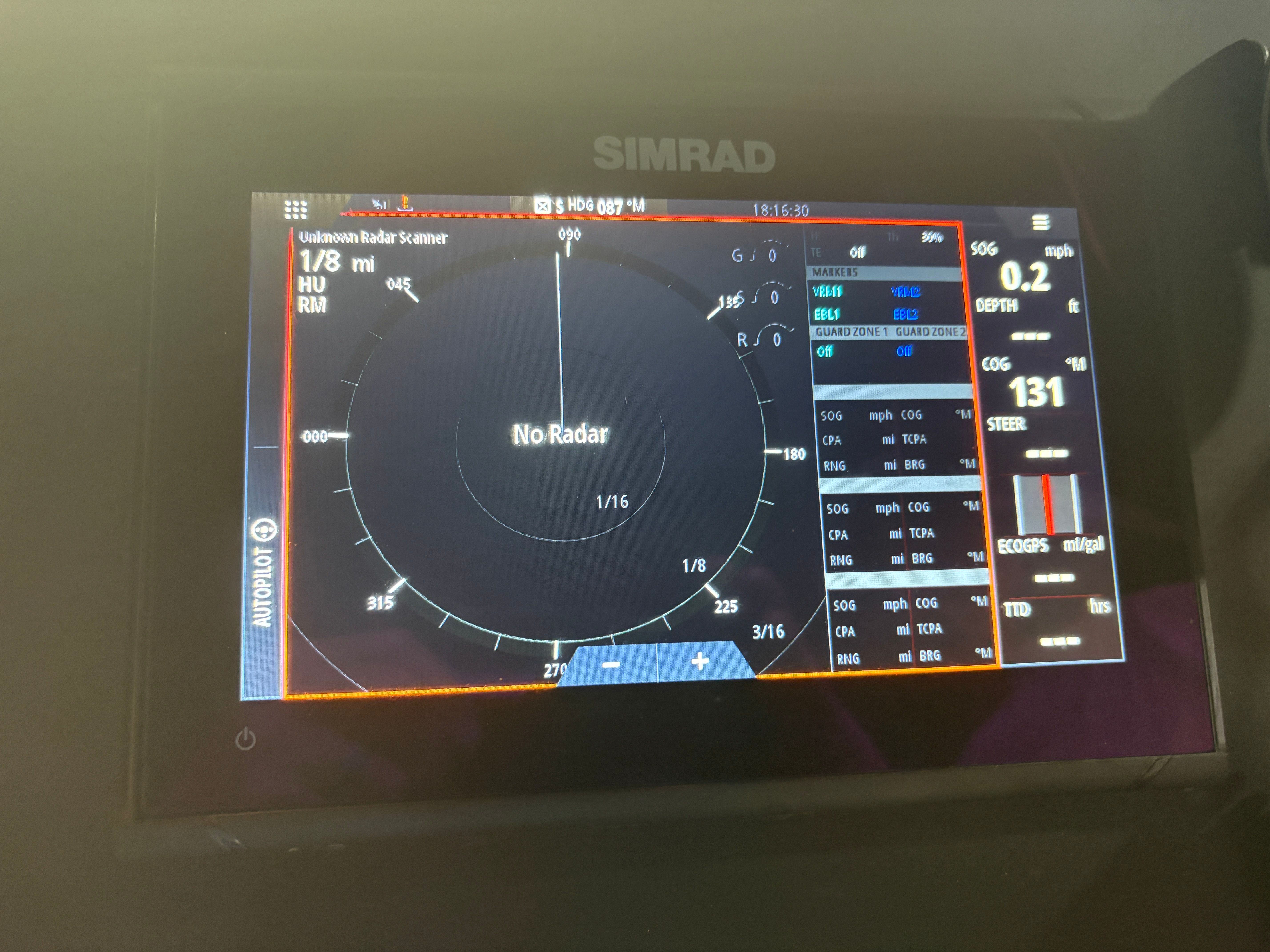 Simrad display on 2002 Intrepid 322 Cuddy Center Console.