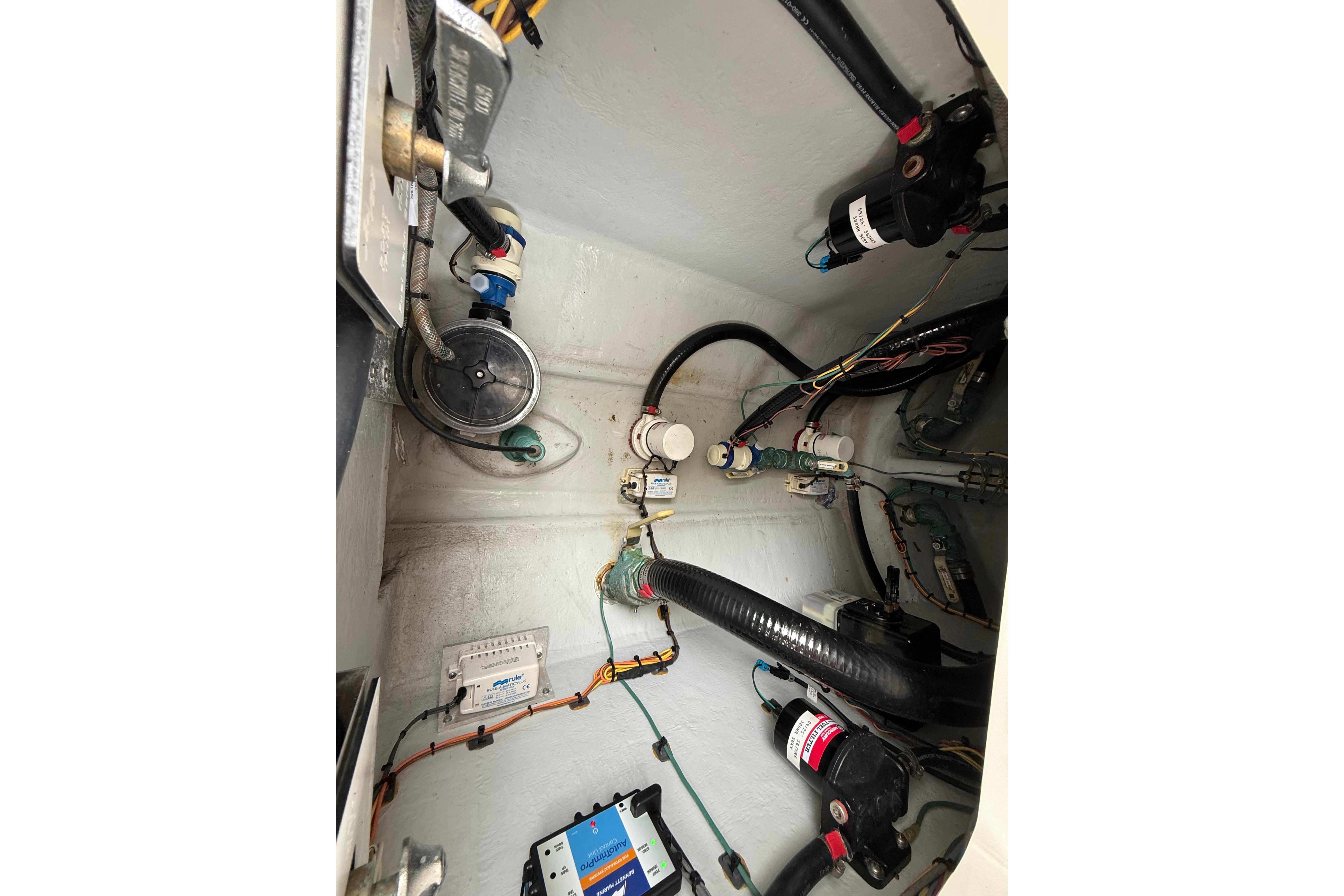 2020 SeaVee 290B boat interior wiring and components view.
