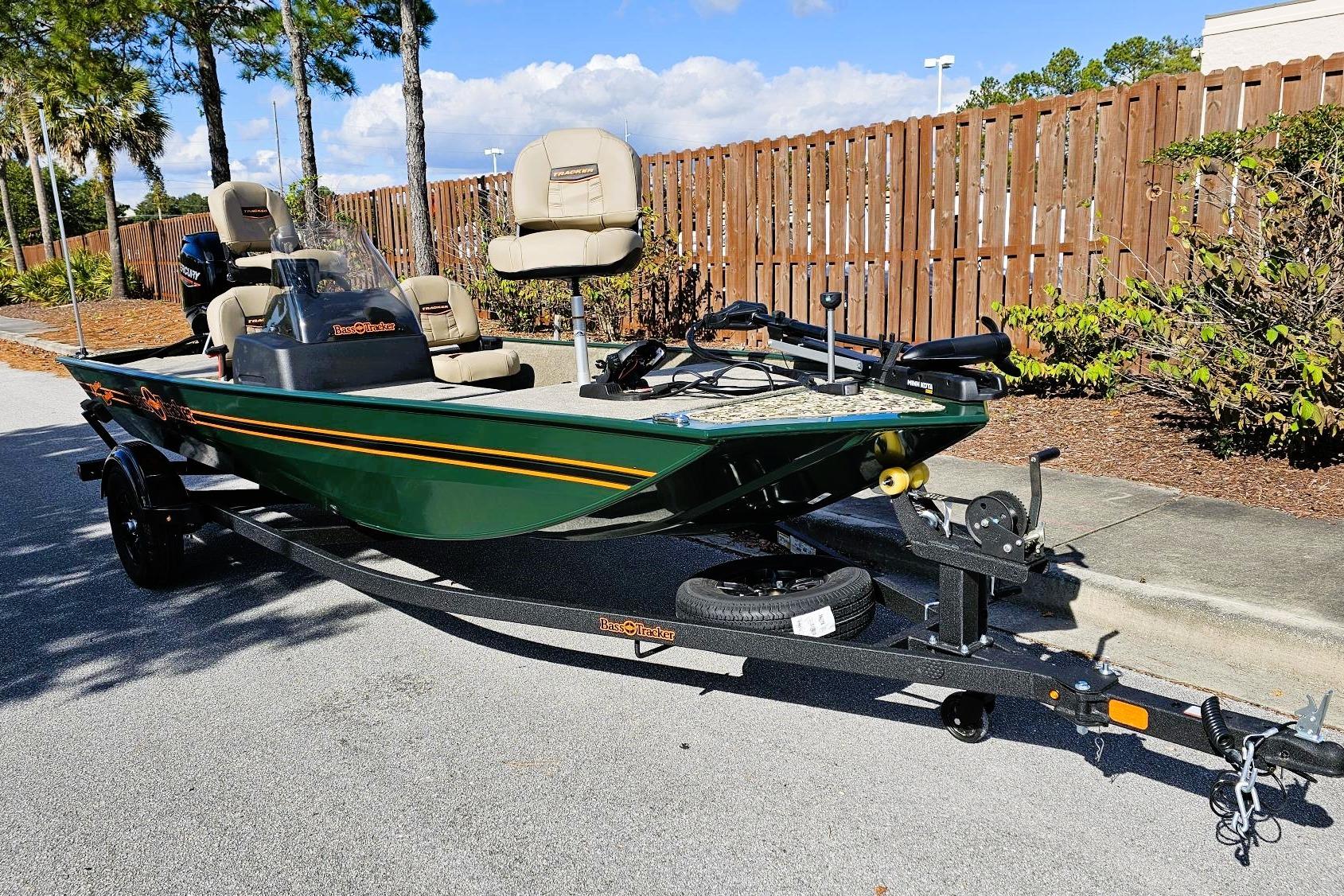 2026 Tracker Bass Tracker Classic Limited boat on trailer, parked outdoors.