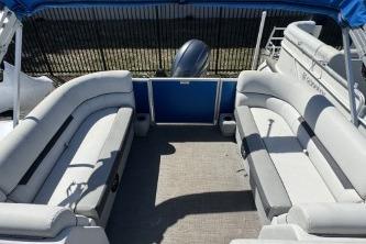 2021 Godfrey Sweetwater 2286 C pontoon boat interior with spacious seating.