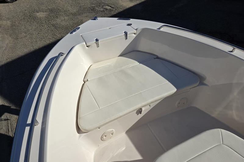 2026 Grady-White Fisherman 180 boat interior with cushioned seating.