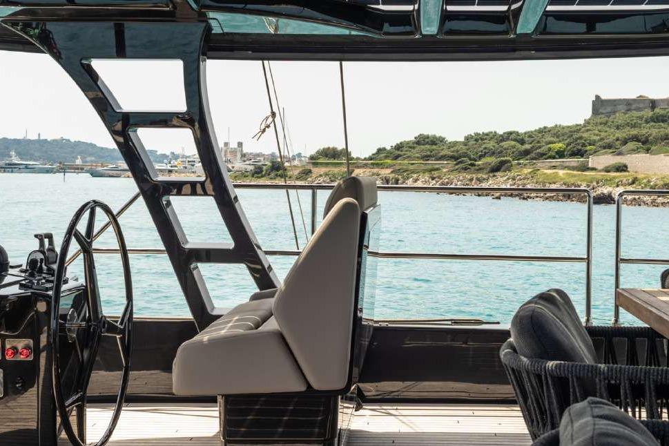2024 Sunreef 60 Eco Sailing yacht interior with scenic ocean view.