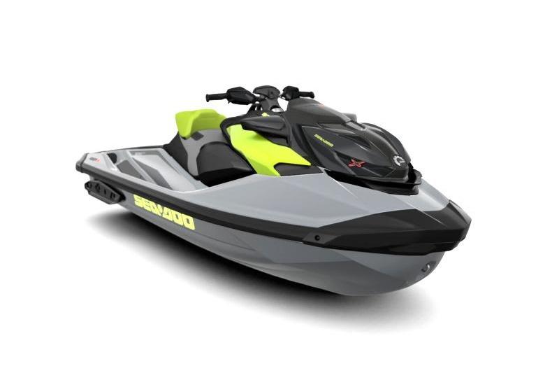 2024 Sea-Doo RXP-X 325 jet ski, gray and lime green design.