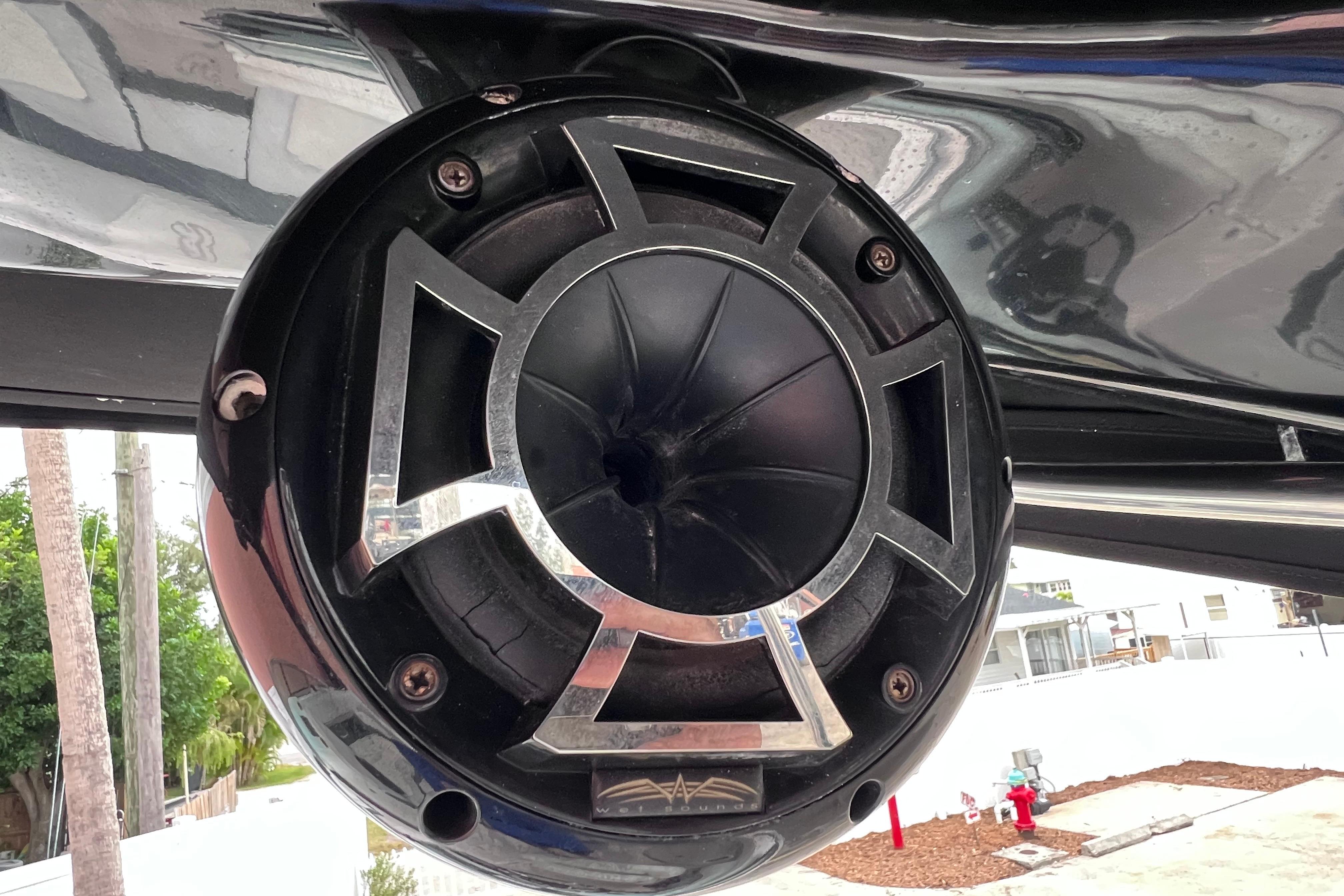 Close-up of a speaker on a 2013 Regal 24 FasDeck RX boat.