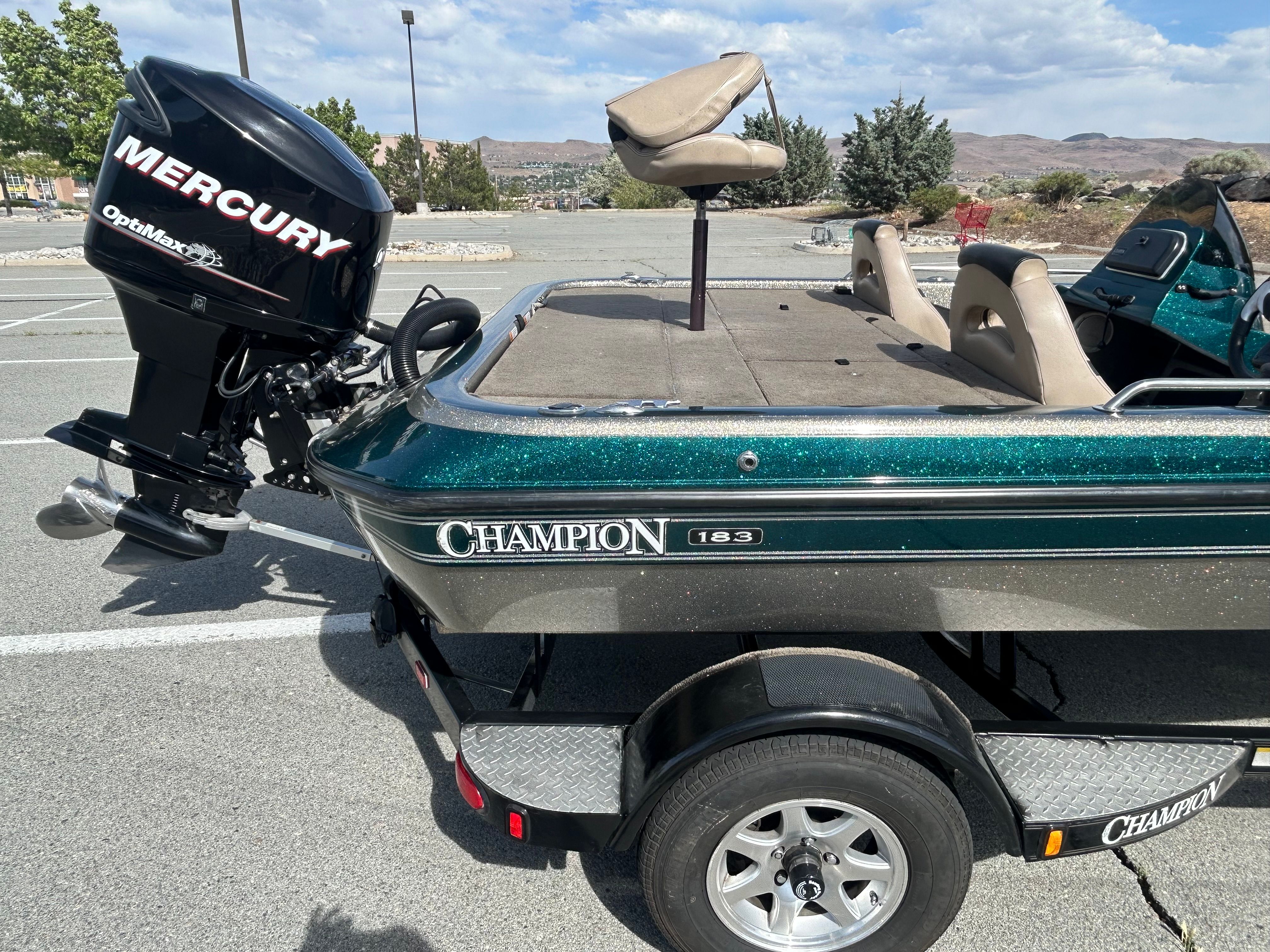 Champion 183 boat from 2008 with Mercury OptiMax engine.