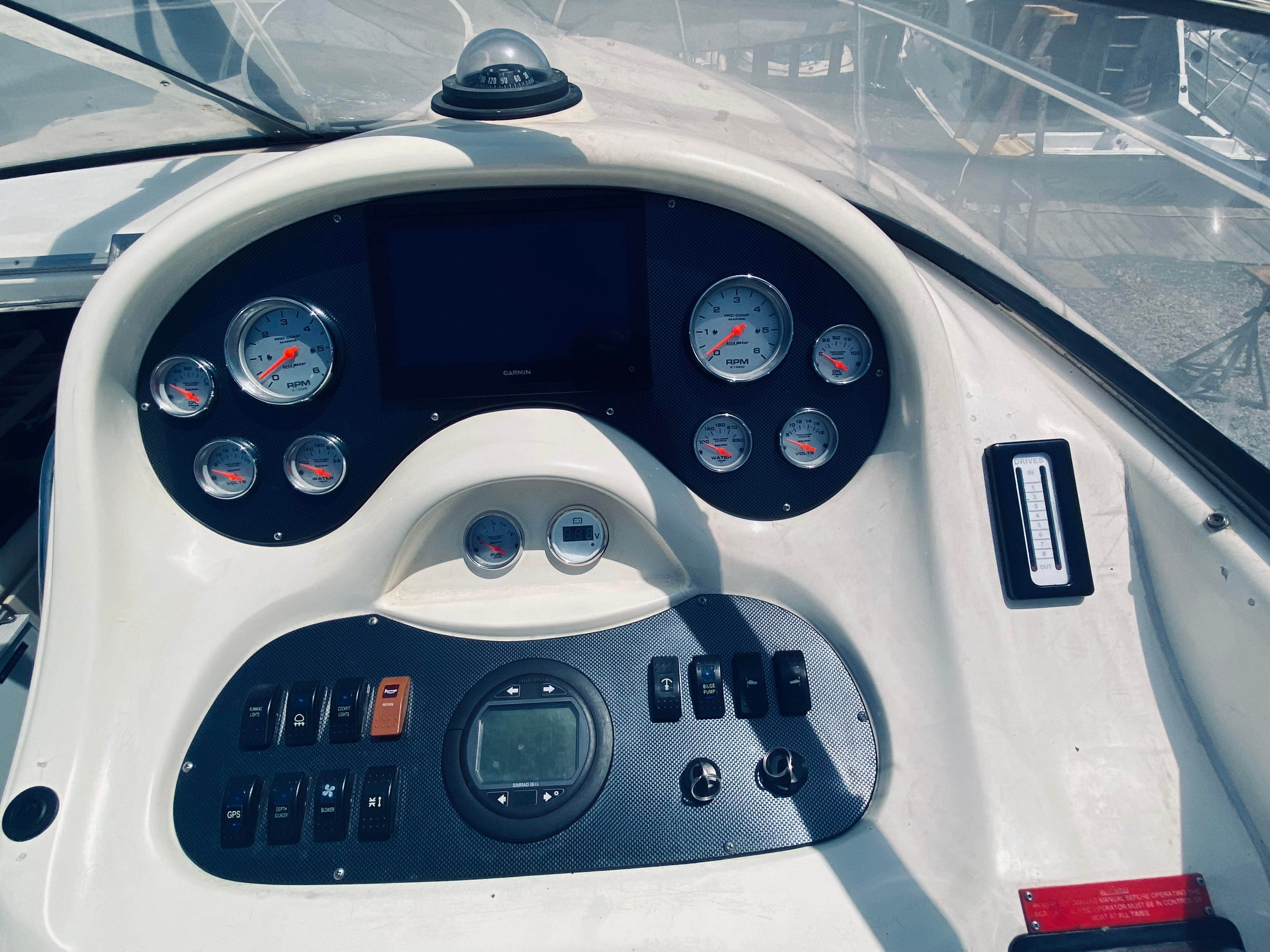 Dashboard of a 1994 Sunseeker Hawk 31 boat.