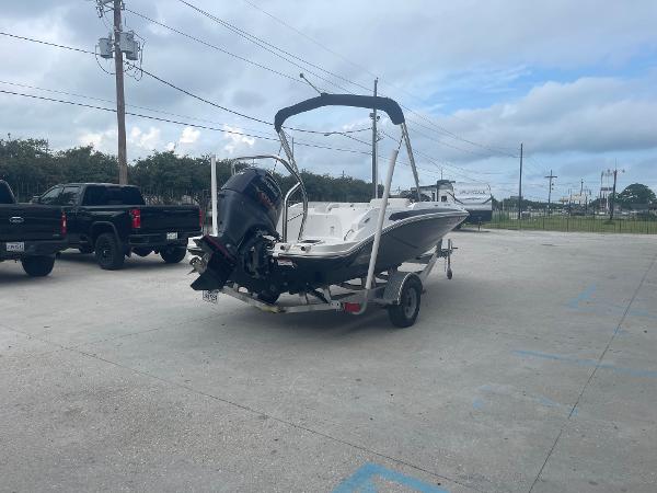 2022 Hurricane SS185 OB boat on trailer in parking lot.
