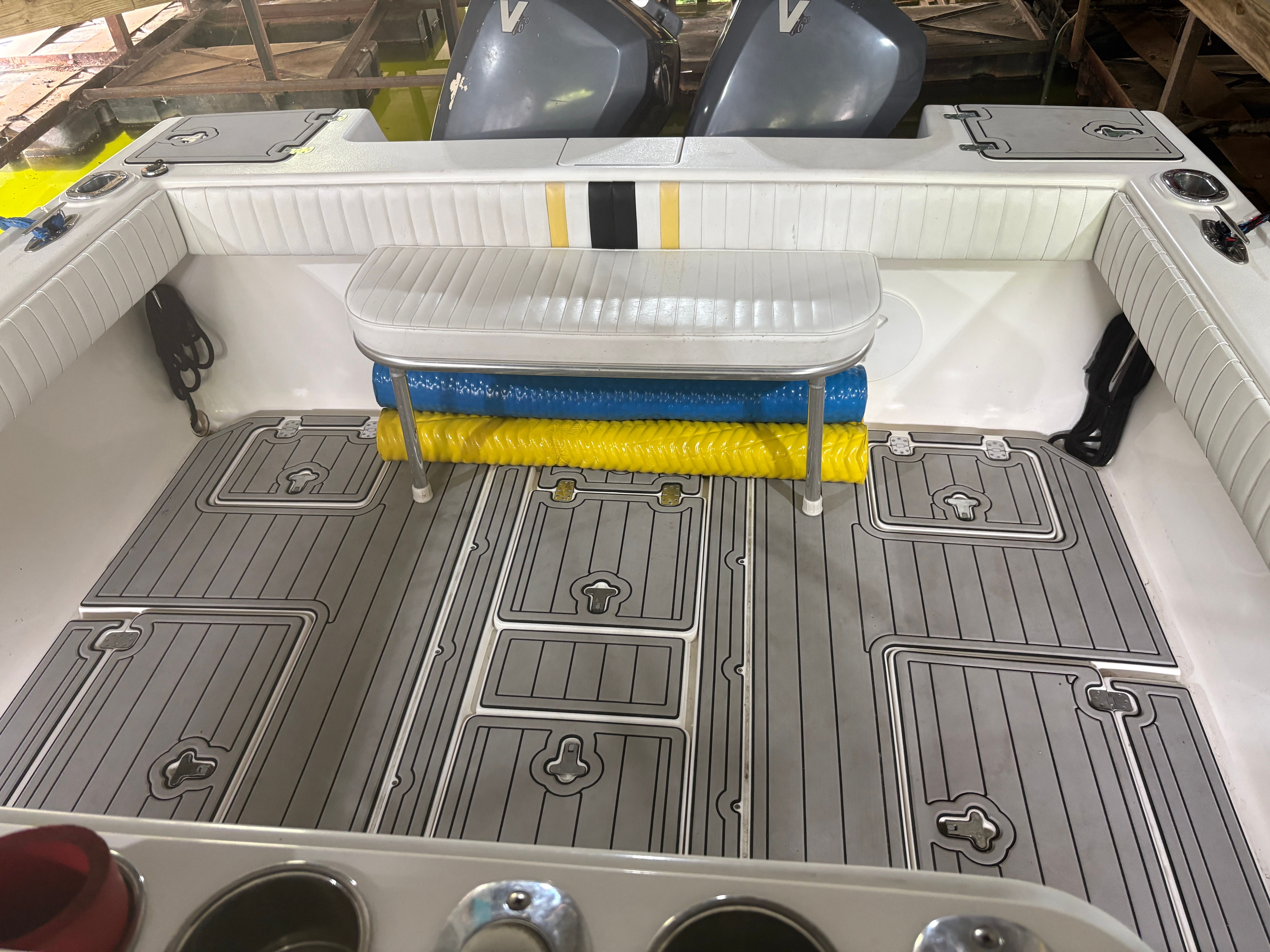 Intrepid 322 Cuddy Center Console boat interior, 2002 model.