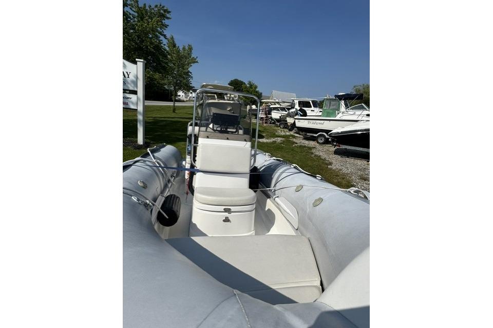 2022 North Atlantic Inflatables RIB420H boat displayed outdoors on a sunny day.