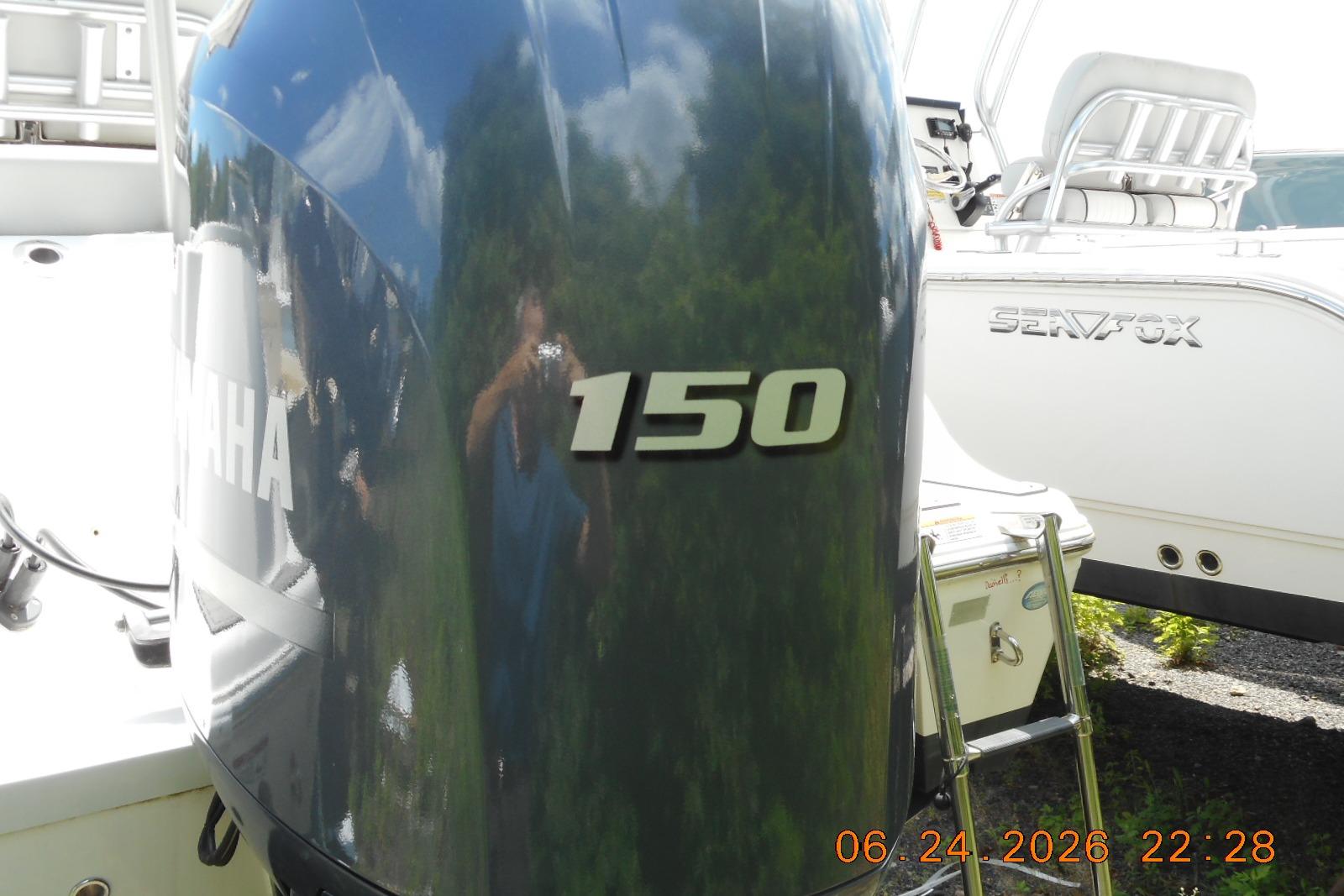 Yamaha 150 outboard motor on a 2022 Sea Fox 228 Commander boat.