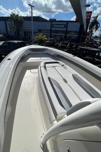 2024 ShearWater 270 SS Open Carolina boat with spacious seating and sleek design.