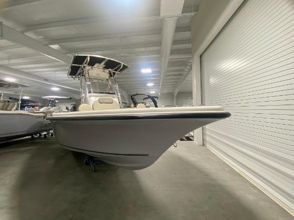 2024 Key West 219 FS boat in indoor storage facility.