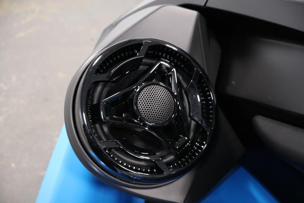 Close-up of 2026 Sea-Doo RXT-X 325 speaker detail, showcasing sleek design.