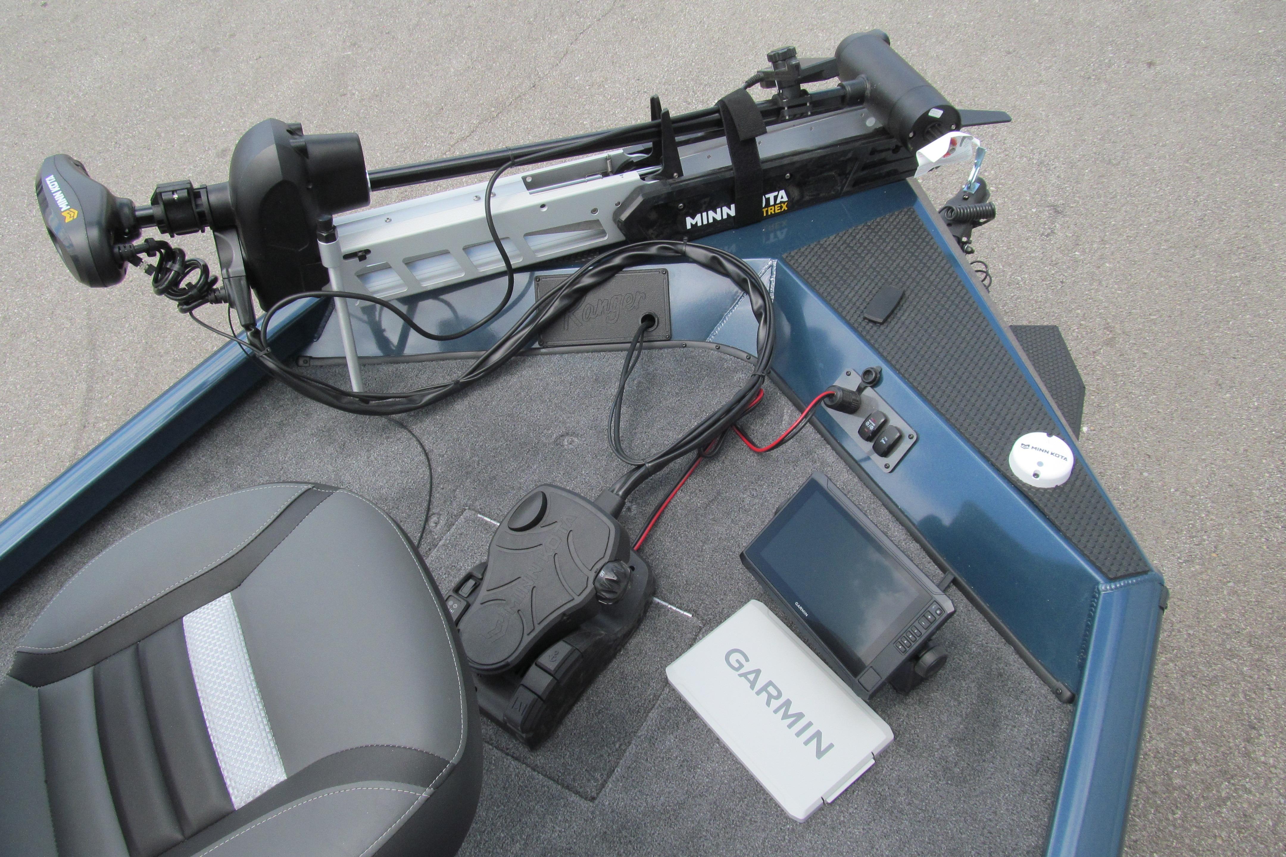 2026 Ranger RT188C boat deck with Minn Kota trolling motor and Garmin navigation system.
